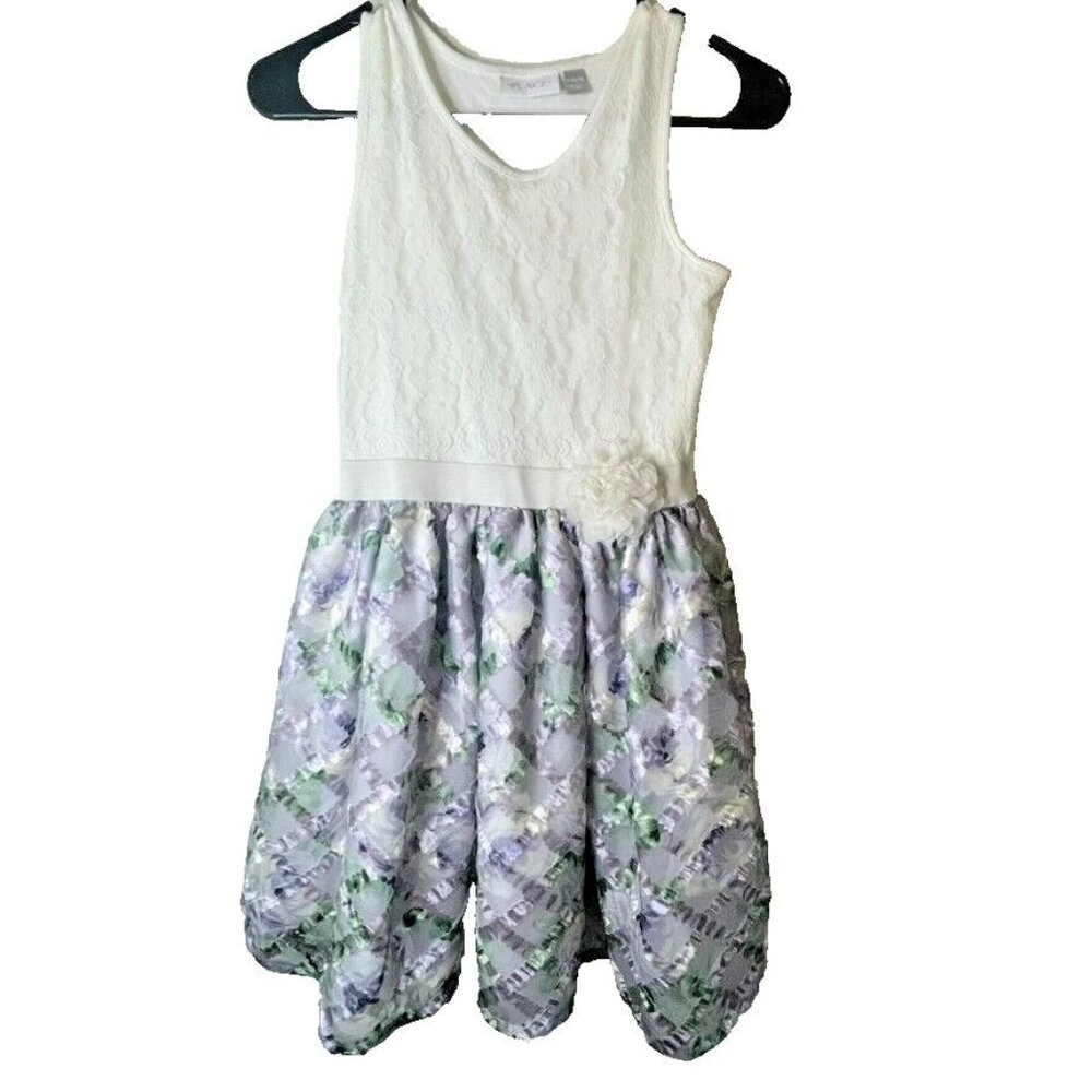 Children's Place Girls Size L 10/12 Sleeveless Lace Tee Tank Lilac Floral Skirt